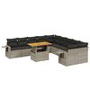 vidaXL 11-delige Loungeset met kussens poly rattan grijs