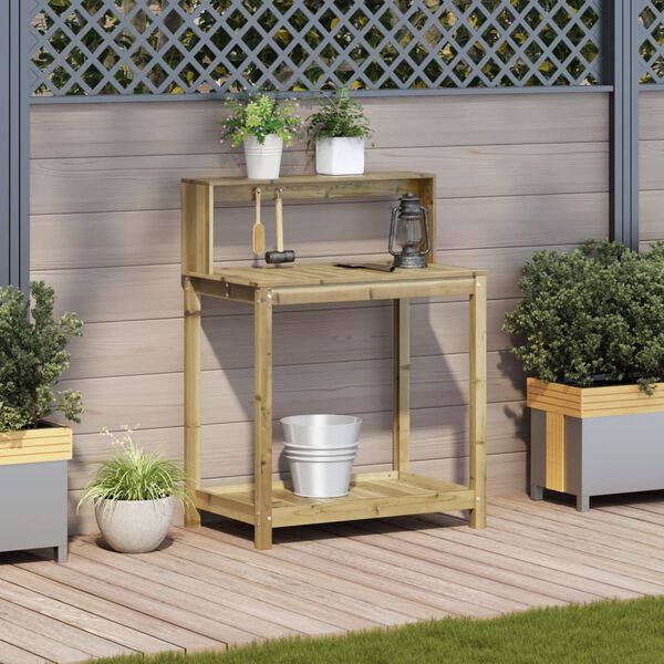 vidaXL Oppottafel met schappen 82,5x50x109,5 cm ge&iuml;mpregneerd hout