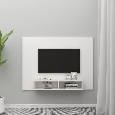 vidaXL Tv-wandmeubel 135x23,5x90 cm spaanplaat hoogglans wit