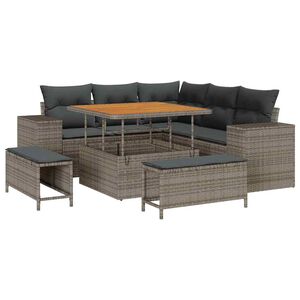 vidaXL Tuin Sofa Set met kussen 8 pcs Grijs poly rattan