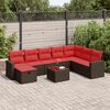 vidaXL 9-delige Loungeset met kussens poly rattan bruin