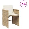 vidaXL Tuinstoelen 4 st met kussens poly rattan beige
