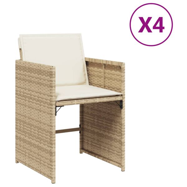 vidaXL Tuinstoelen 4 st met kussens poly rattan beige