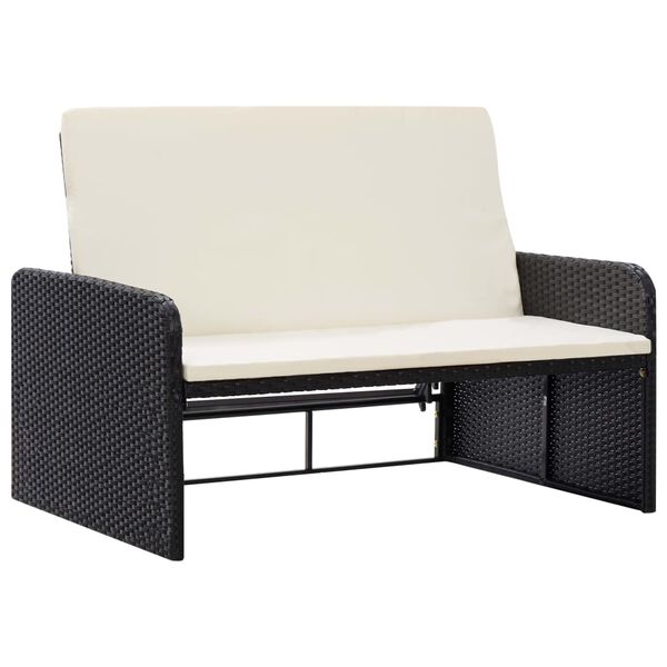 vidaXL 2-delige Loungeset met kussens poly rattan zwart