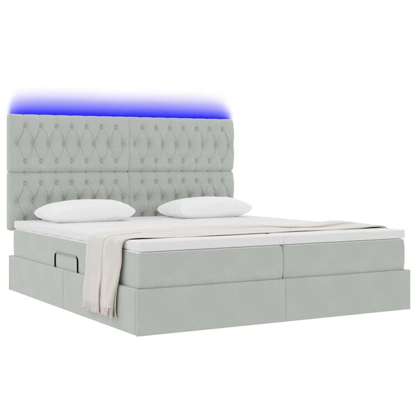 vidaXL Bed met LED-striplichten Lichtgrijs 180 x 200 cm Fluweel