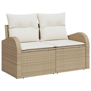 vidaXL Tuinbank met kussen Beige 124 x 62 x 69cm poly rattan