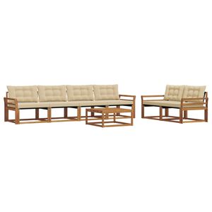 vidaXL Buiten bankenset met kussen 7 pcs Natuurlijk en Beige
