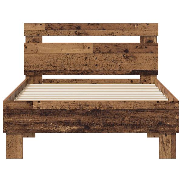 vidaXL Bedframe met hoofdeinde Oudhout 98.5 x 200 cm Bewerkt hout