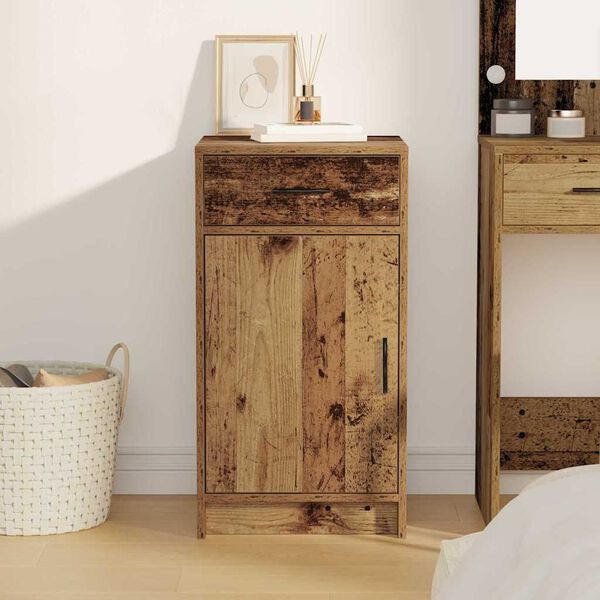 vidaXL Dressoir met lade Oudhout 40 x 40,5 x 75 cm Bewerkt hout