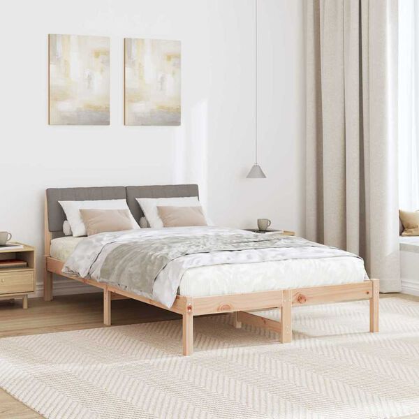 vidaXL Bedframe Bruin en taupe 120 x 200 cm Massief grenenhout