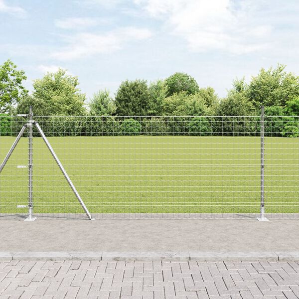 vidaXL Hek Post Anders 26 pcs Grijs 3,2 x 3,2 x 90 cm Staal