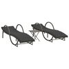 vidaXL Ligbedden 2 st met tafel poly rattan grijs