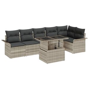 vidaXL Tuin Sofa Set 7 st Lichtgrijs poly rattan