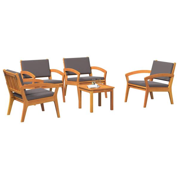 vidaXL Bistroset met kussen 5 pcs Bruin Polyester