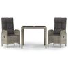 vidaXL 3-delige Tuinset met kussens poly rattan grijs