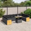 vidaXL 11-delige Loungeset met kussens poly rattan zwart