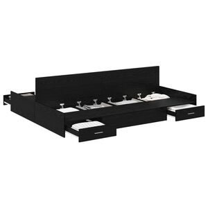 vidaXL Opbergbedframe met lade Zwart Eiken 140 x 200 cm Bewerkt hout