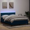 vidaXL Boxspring met matras en LED fluweel donkerblauw 160x220 cm