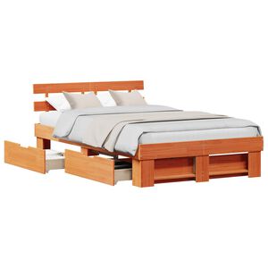vidaXL Bedframe met lade Wasbruin 140 x 190 cm Massief grenenhout
