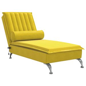 vidaXL Massage chaise longue met bolster fluweel geel