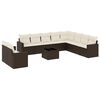 vidaXL 11-delige Loungeset met kussens poly rattan bruin
