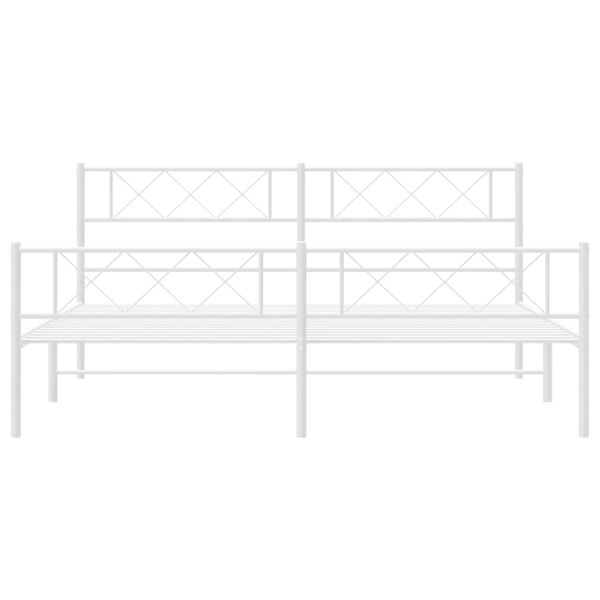 vidaXL Bedframe met hoofd- en voeteneinde metaal wit 180x200 cm