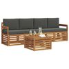 vidaXL Sofa-Sets 5 pcs Natuurlijk en Antraciet Massief Acaciahout