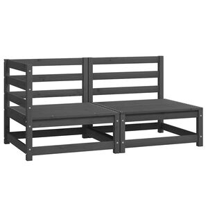 vidaXL 2-delige Loungeset massief grenenhout grijs