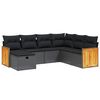vidaXL 7-delige Loungeset met kussens poly rattan zwart