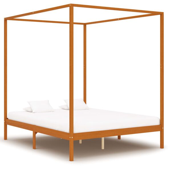 vidaXL Hemelbedframe met 4 lades massief grenenhout 160x200 cm