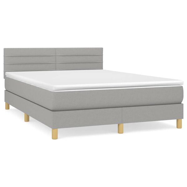 vidaXL Boxspring met matras stof lichtgrijs 140x190 cm