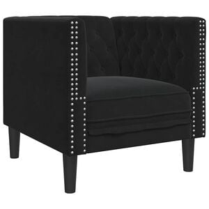 vidaXL Fauteuil Chesterfield-stijl fluweel zwart