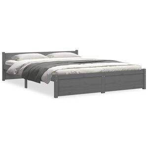 vidaXL Bedframe massief hout grijs 135x190 cm