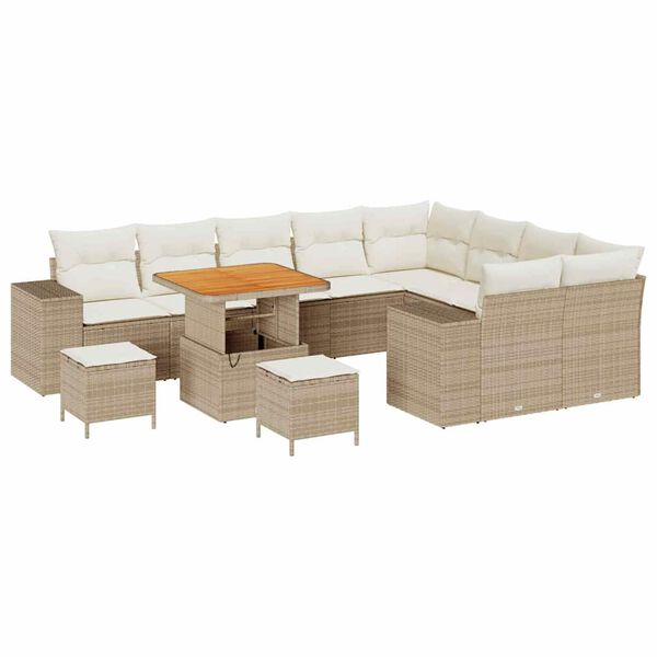 vidaXL Tuin Sofa Set met kussen 12 pcs Beige poly rattan