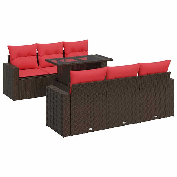 vidaXL 7-delige Loungeset met kussens poly rattan acacia bruin