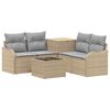 vidaXL Bankstel 6 st Beige en Licht Grijs Poly Rattan en Staal