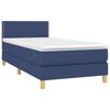 vidaXL Boxspring met matras en LED stof blauw 90x190 cm
