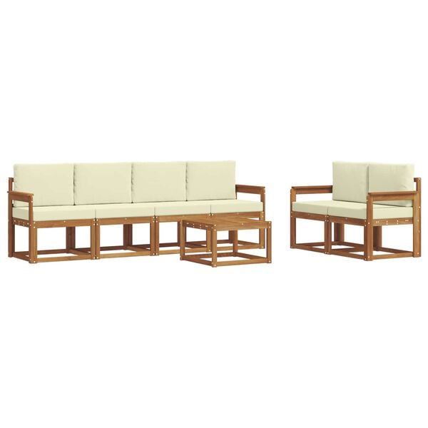 vidaXL Buiten bankenset 7 pcs Natuurlijk en Cr&egrave;me Massief Acaciahout