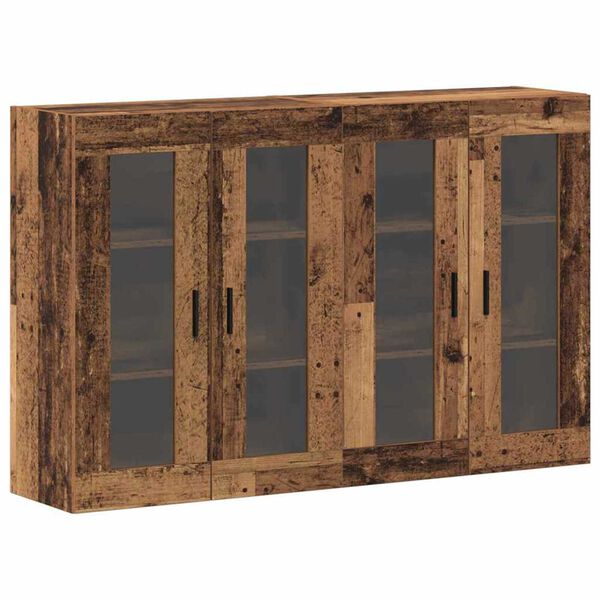vidaXL Wandgemonteerde Kasten 2 pcs Oud hout 69,5 x 34 x 90 cm