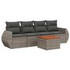 vidaXL 5-delige Loungeset met kussens poly rattan grijs