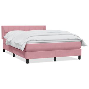vidaXL Boxspring met matras fluweel roze 140x210 cm