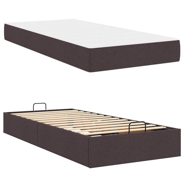 vidaXL Bedframe met matras Donkerbruin 80 x 200 cm Stof