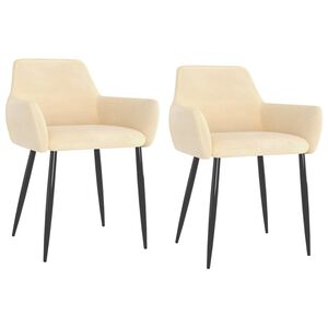 vidaXL Eetkamerstoelen 2 st fluweel cr&egrave;mekleurig