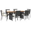 vidaXL 7-delige Tuinset met kussens poly rattan zwart