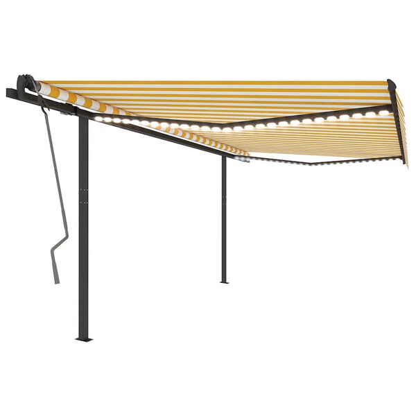 vidaXL Luifel automatisch met LED en windsensor 4x3 m geel en wit