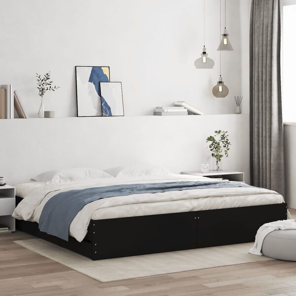 vidaXL Bedframe met lades bewerkt hout zwart 180x200 cm