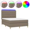 vidaXL Boxspring met matras en LED stof taupe 140x190 cm