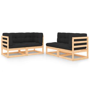 vidaXL 4-delige Loungeset massief grenenhout