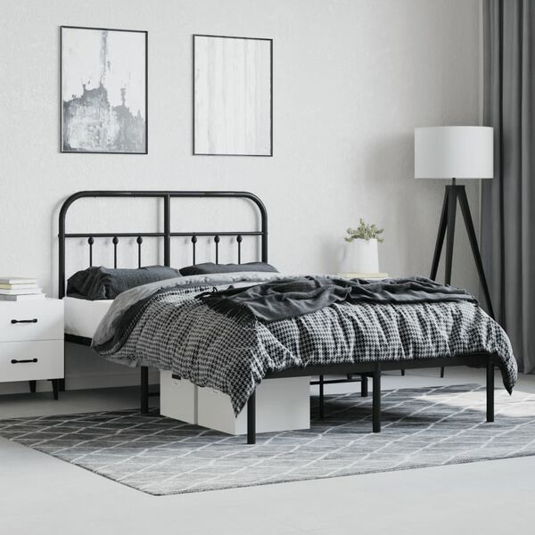 vidaXL Bedframe met hoofdbord metaal zwart 120x190 cm
