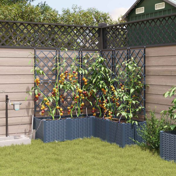 vidaXL Tuin Bloempot 3 pcs Grijs 120 x 40 x 143 cm Staal